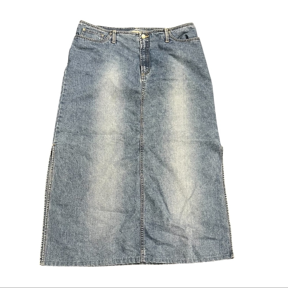 Vintage Faded Glory Denim Skirt | High Rise | Y2K Midi | Size 14